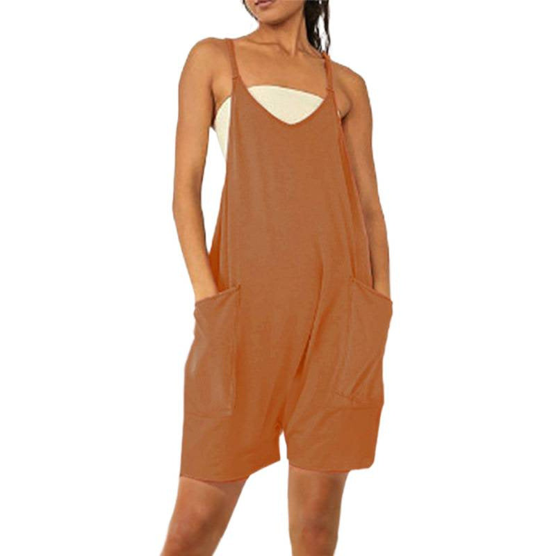 Damer Casual Jumpsuit med dyp utringning og praktiske lommer Skjora