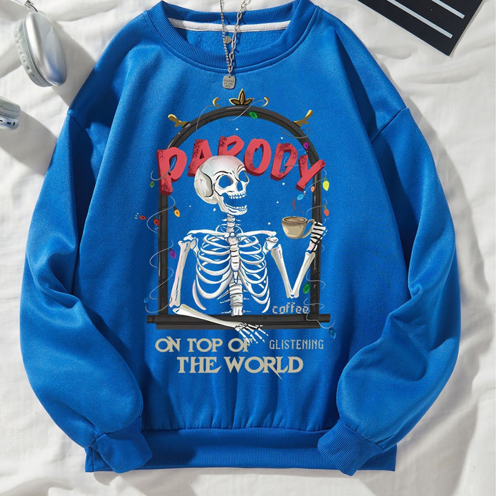 Damer sweatshirt med humoristisk skjelettmotiv Skjora