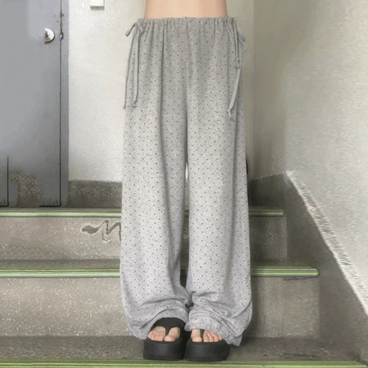 Damer loose pyjamasbukse med fleksibel liv og dekorative bånd Skjora