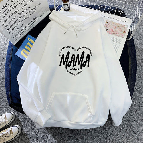 Dame hettegenser med kreativt mamma-motiv Skjora