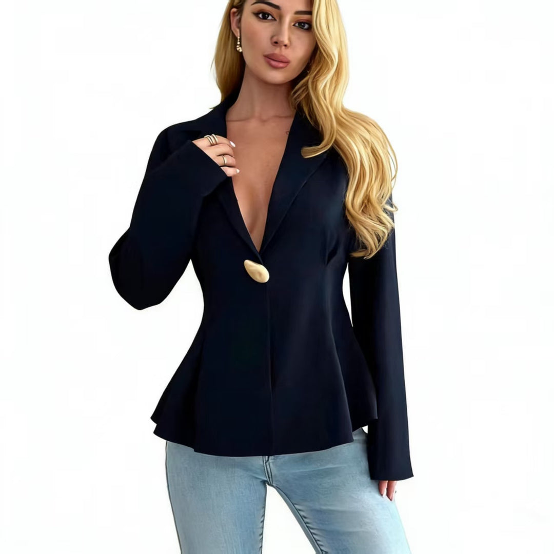 Dame Peplum-blazer med spesielle knappdetaljer Skjora