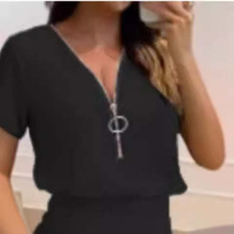 Dame jumpsuit med høyhals og sidelukking Skjora