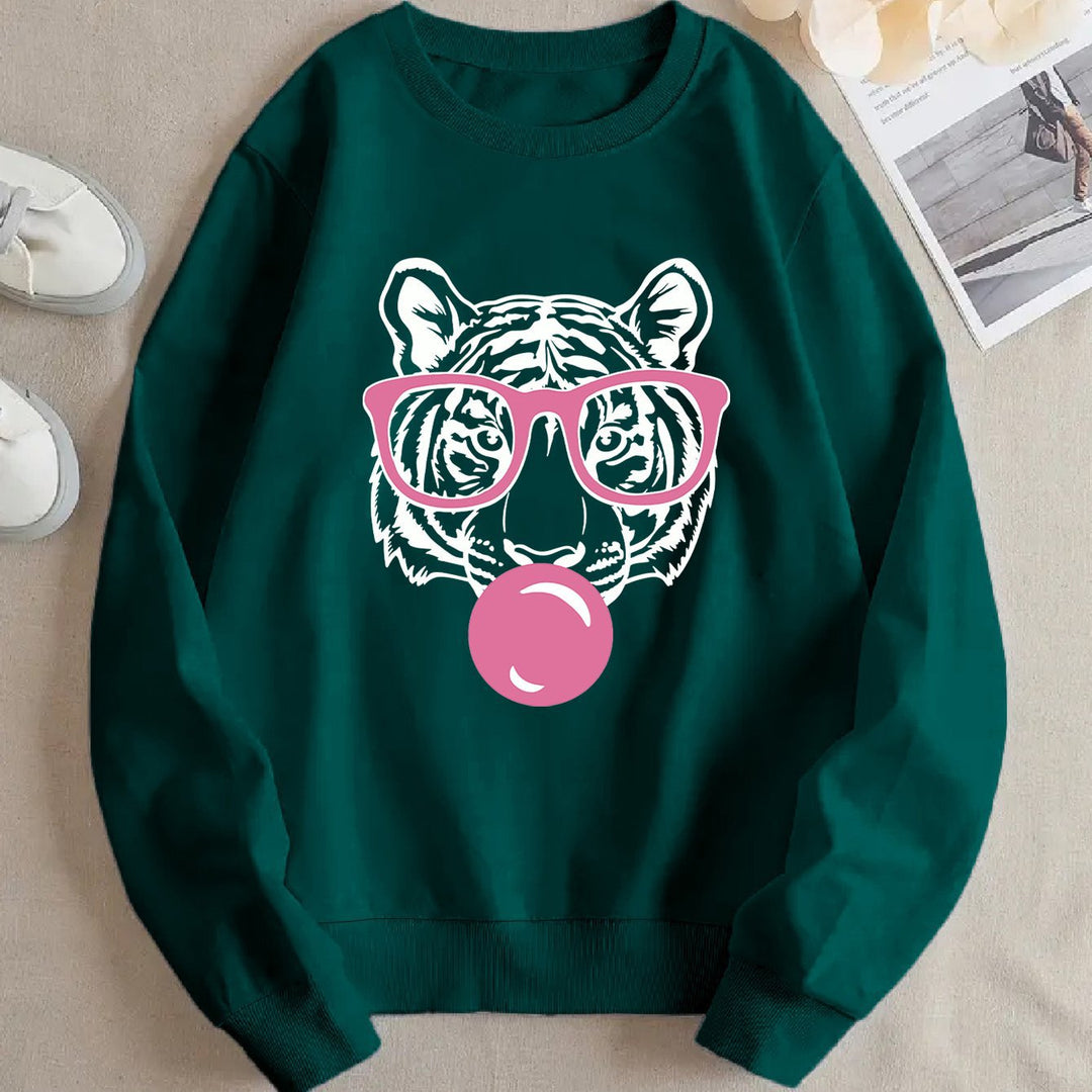 Dame sweatshirt med kreativ tigerdesign og avslappet snitt Skjora