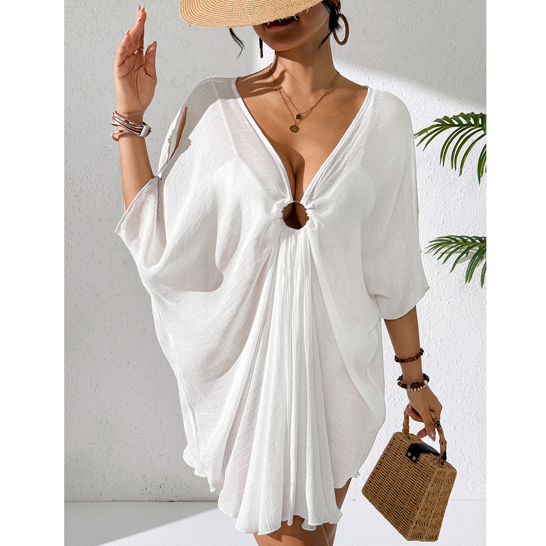 Damen Kaftan mit tiefem V-Ausschnitt und zurückgezogenem Design Skjora