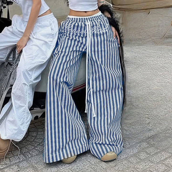 Dame løs pyjamasbukser med elegante striper Skjora