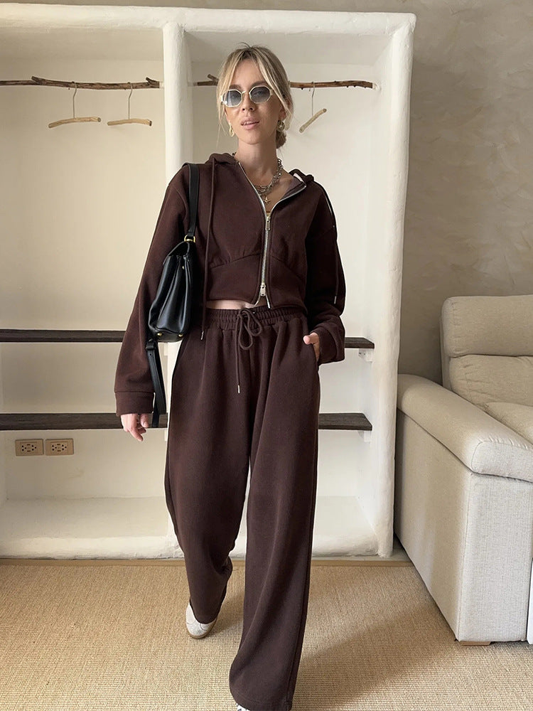 Women's Cozy Fleece Set with Hoodie and Elastic Waistband Skjora