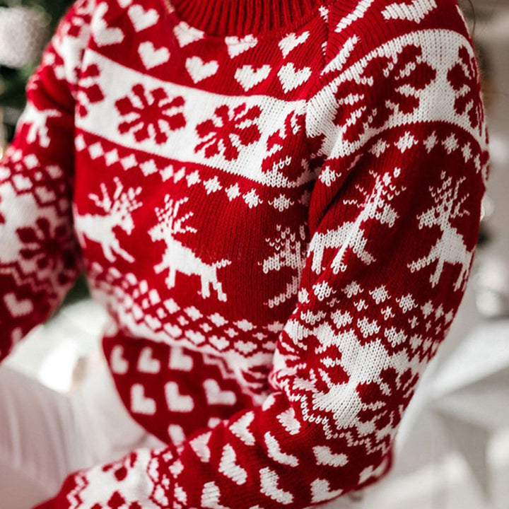 Kvinnens koselige julesweater med tradisjonelt mønster Skjora