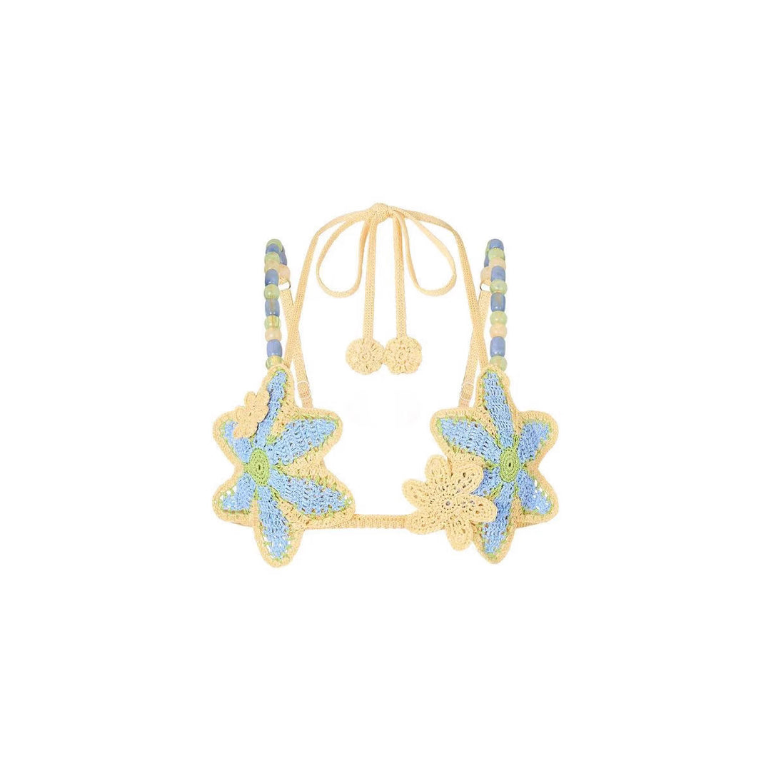 Dame hekleskjørt med blomsterapplikasjoner og asymmetrisk snitt Skjora