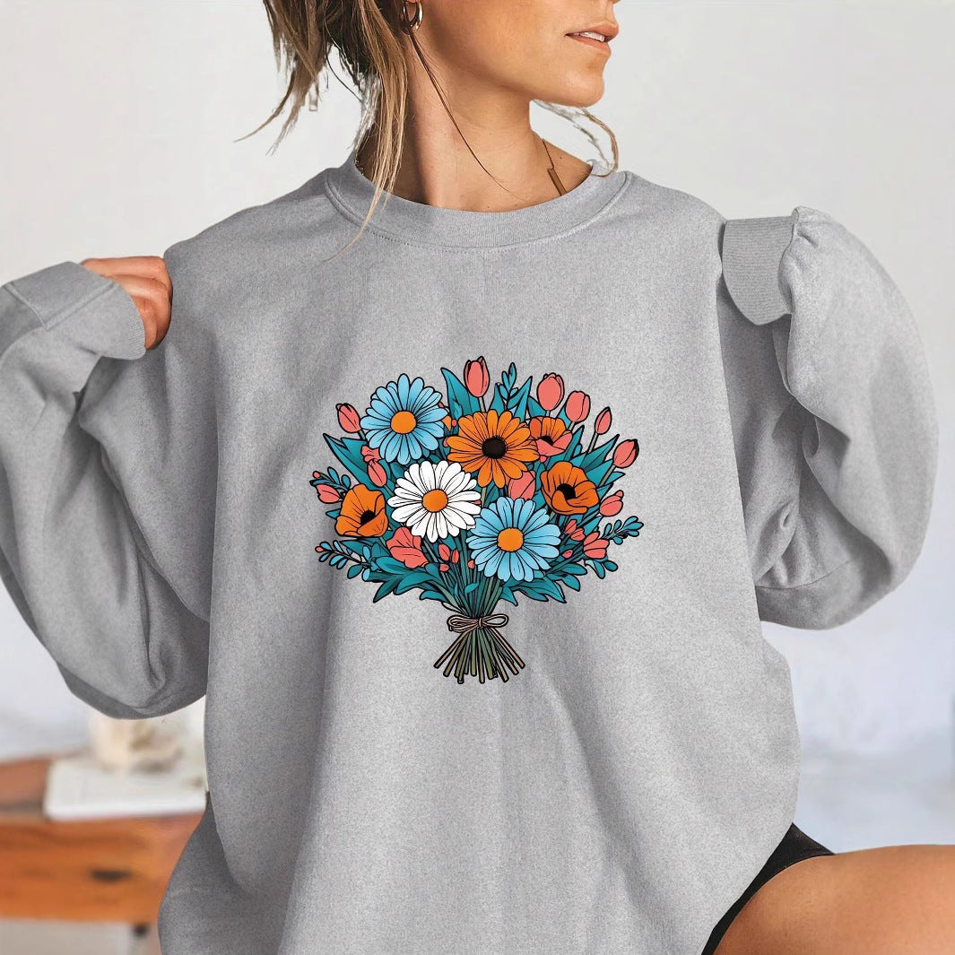 Damer Oversized Sweatshirt med florale grafikkdetaljer Skjora