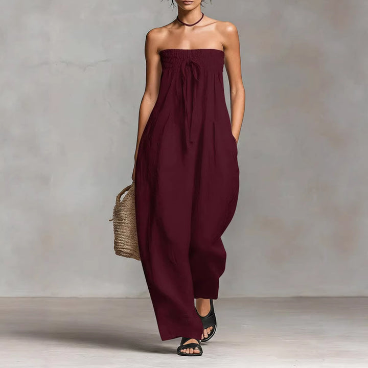 Dame Løs jumpsuit med elastisk overdel og vid ben Skjora