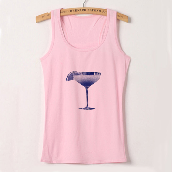 Damer cropped T-skjorte med friskt cocktailmotiv Skjora