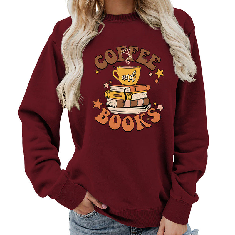 Dame sweatshirt med kreativ kaffebokdesign Skjora