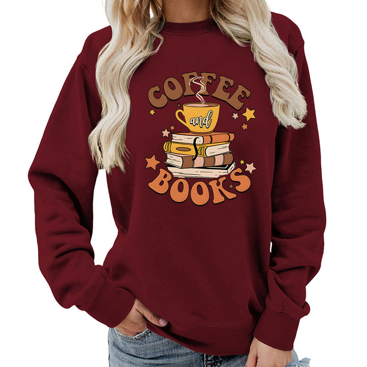 Dame sweatshirt med kreativ kaffebokdesign Skjora