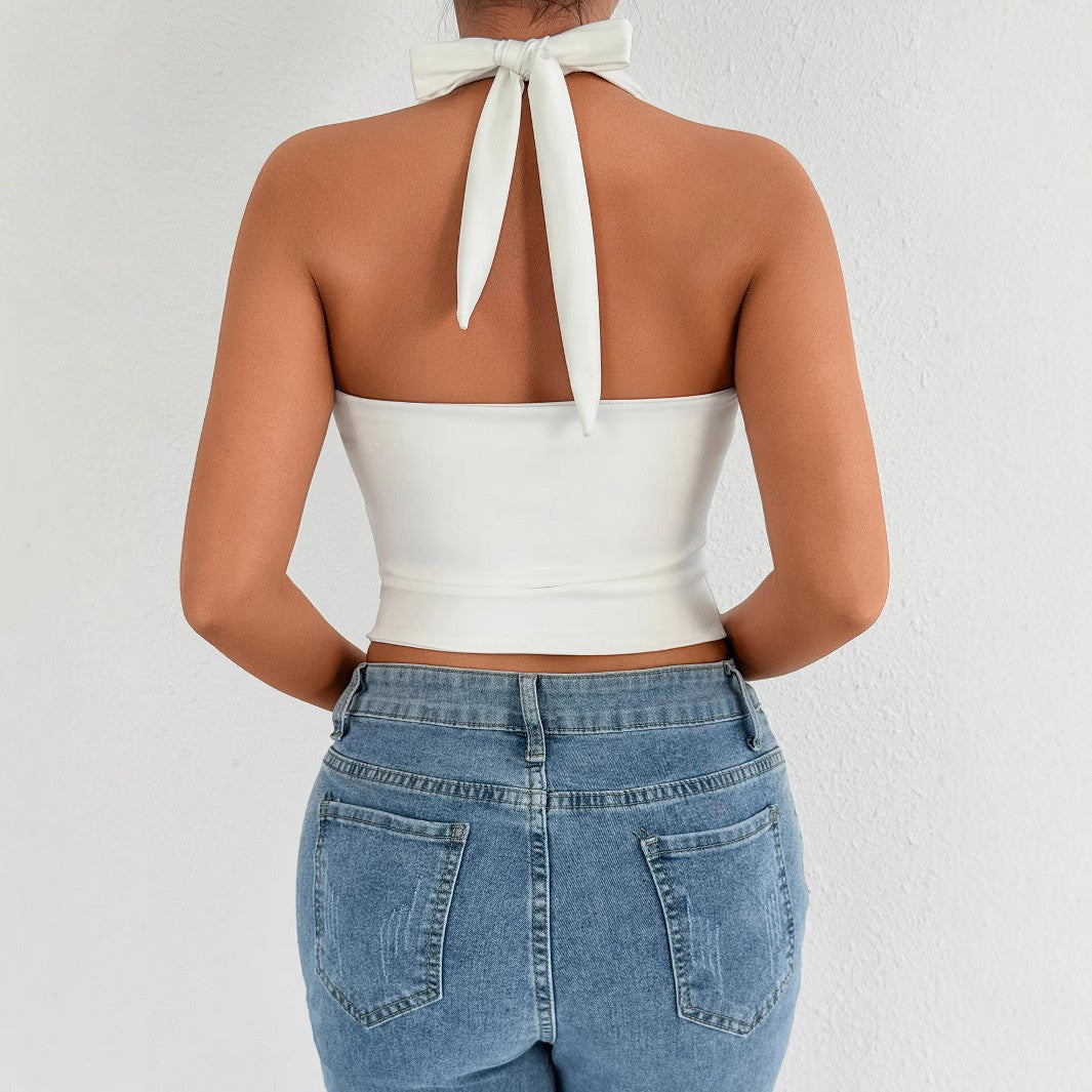 Women's Halterneck Top with Zipper Skirt