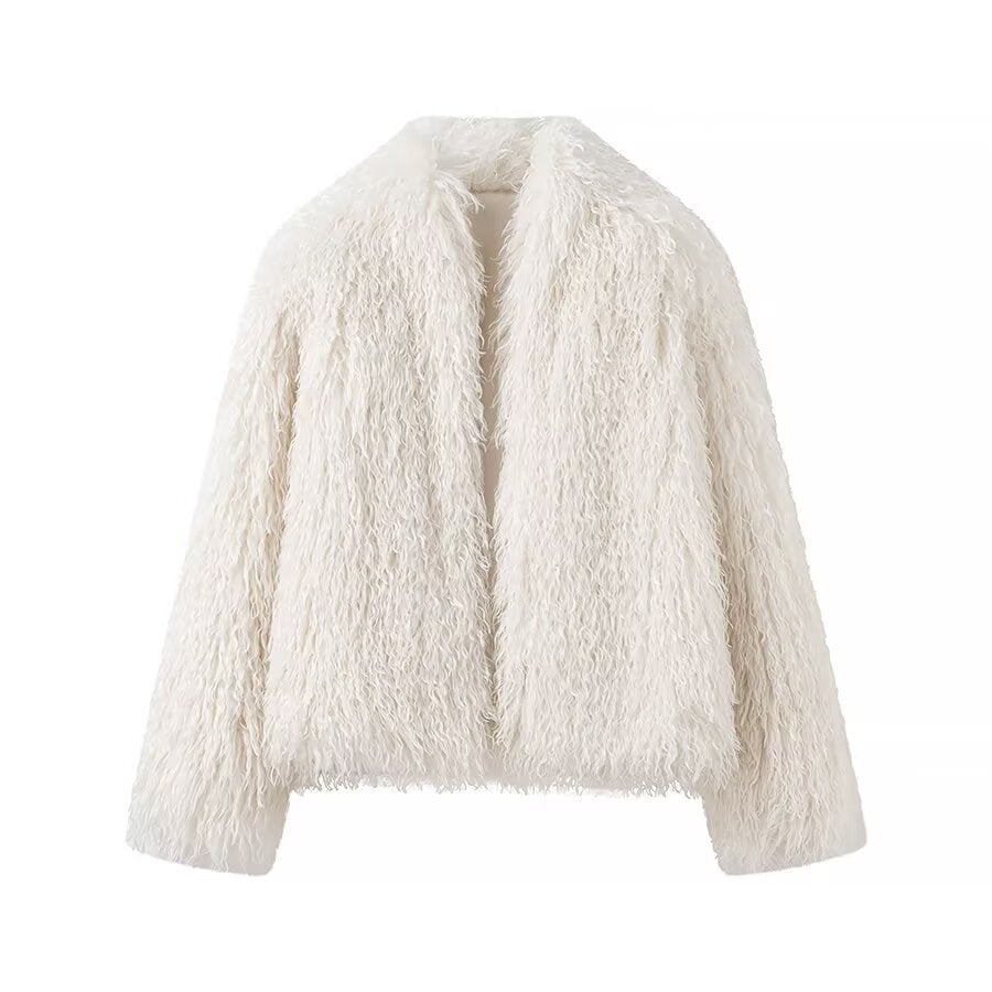 Dames Cozy Plush Jakke med Moderne Snitt og Mykt Materiale
