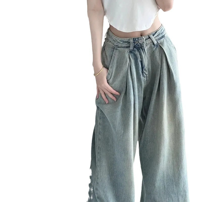 Damer Bred Klipping Høy Midje Jeans Skjora