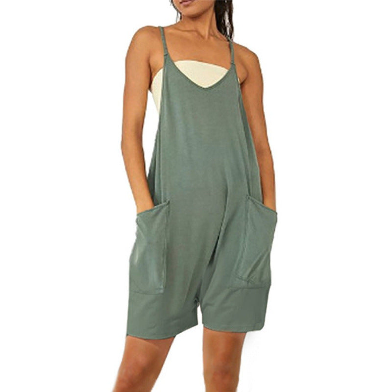 Damer Casual Jumpsuit med dyp utringning og praktiske lommer Skjora
