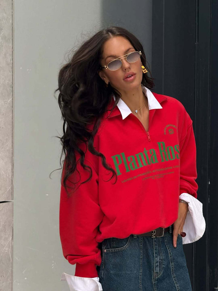 Dame sporty oversized genser med krage Skjora