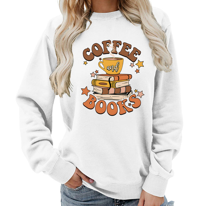Dame sweatshirt med kreativ kaffebokdesign Skjora