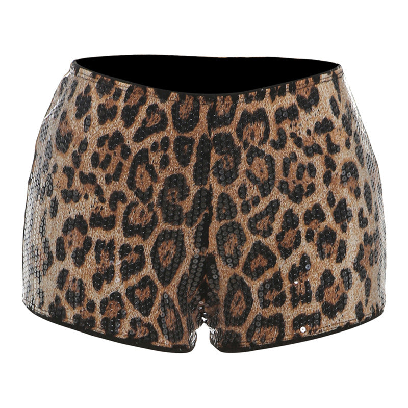 Damer Elegant Leopardmønster Kjole med Glitrende Steiner Skjora