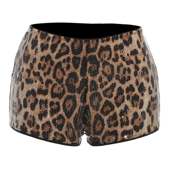 Damer Elegant Leopardmønster Kjole med Glitrende Steiner Skjora
