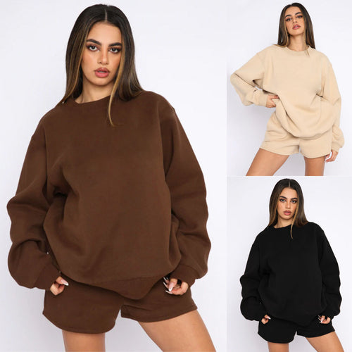 Kvinners casual genser og shorts sett Skjora