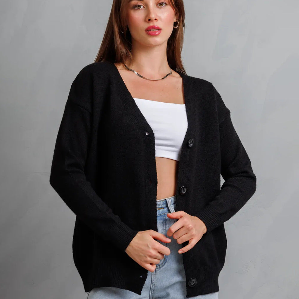 Dame koselig cardigan med knappdesign Skjora