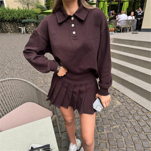 Dame casual polo skjorte med flagrende skjørt Skjora