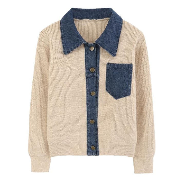 Kvinne cardigan med denimdetalj Skjora