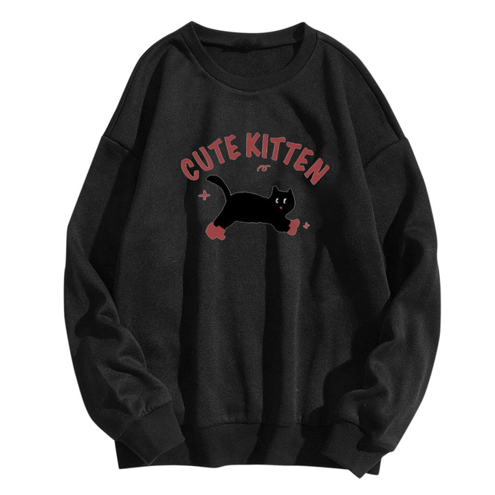 Damegen Sweatshirt med kattemotiv Skjora