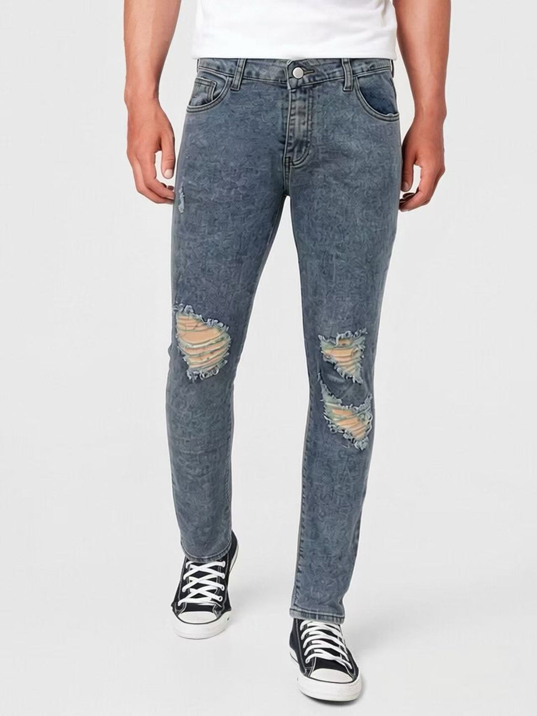 Herre Ødelagte Jeans med moderne Brukt-Look Skjora