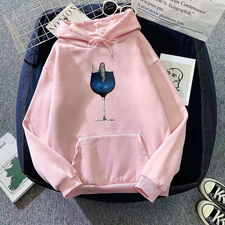 Dame hettegenser med kreativ cocktailmotiv Skjora