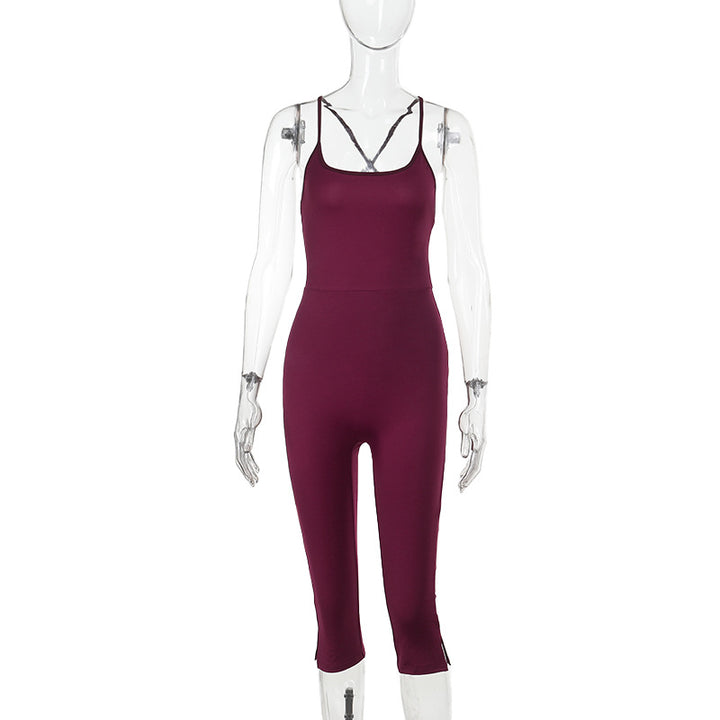 Damer sporty jumpsuit med spaghetti stropper og tettsittende snitt Skjora