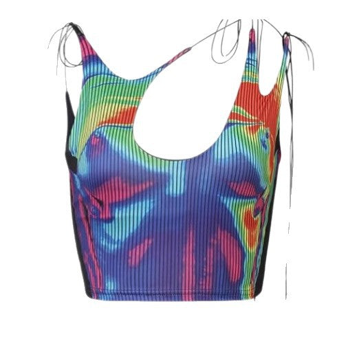 Dame sporty crop-top med asymmetrisk design og fine snøringdetaljer Skjora