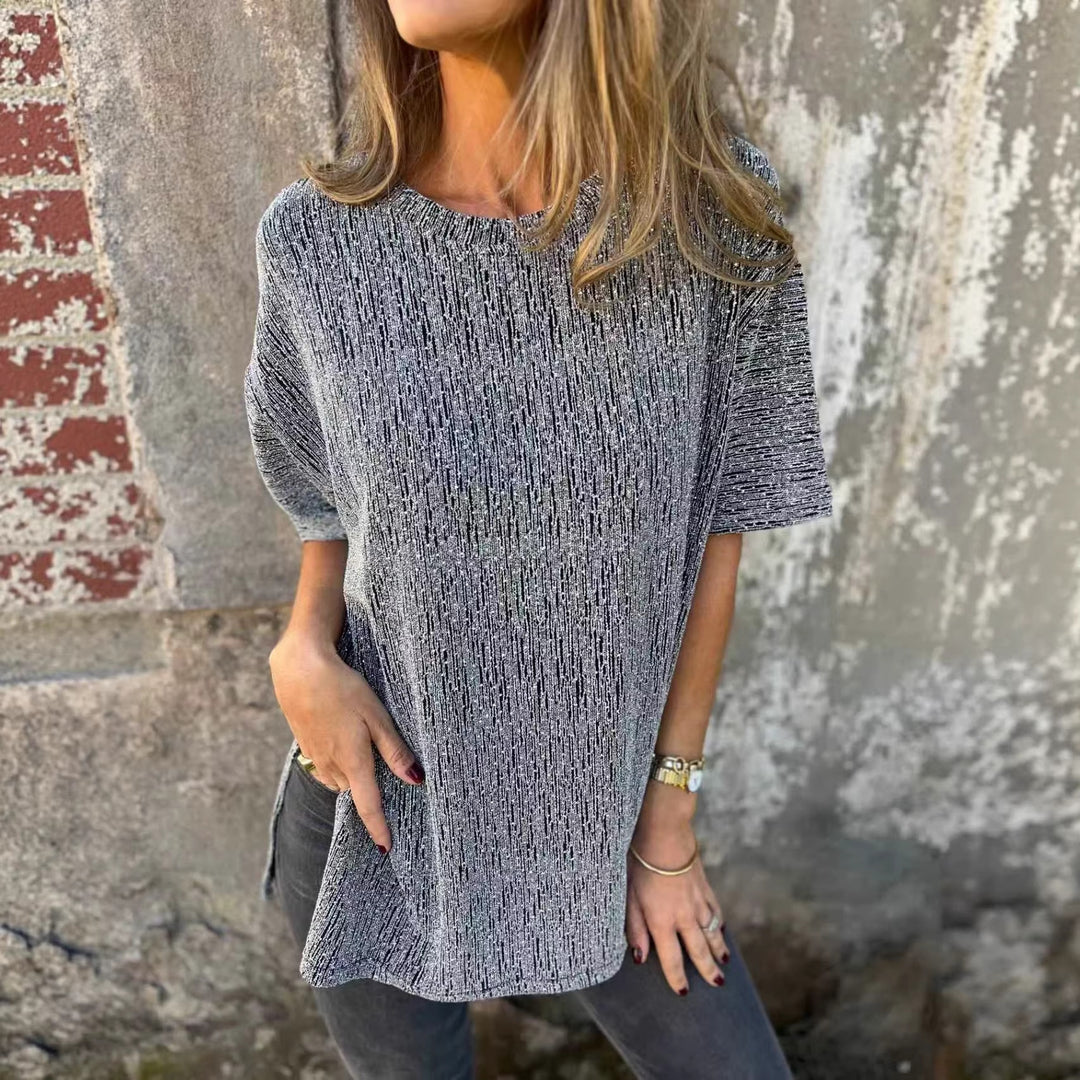Damer Oversized T-skjorte med glitrende steiner og avslappet snitt Skjora