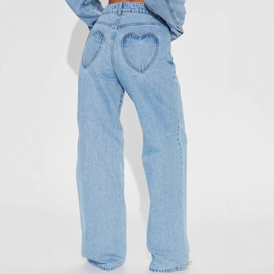 Damer Vidde Høy Midje Jeans med klassisk snitt og frynsete sømmer Skjora