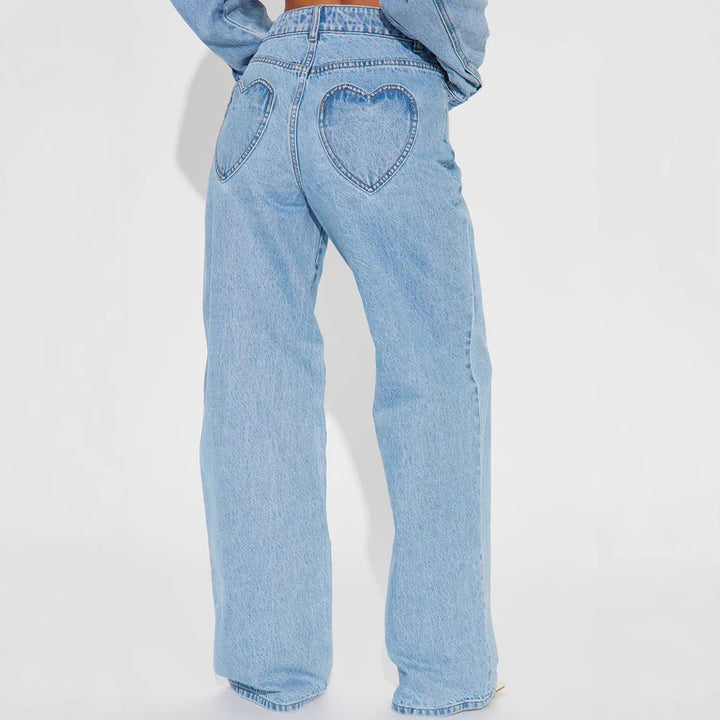 Damer Vidde Høy Midje Jeans med klassisk snitt og frynsete sømmer Skjora