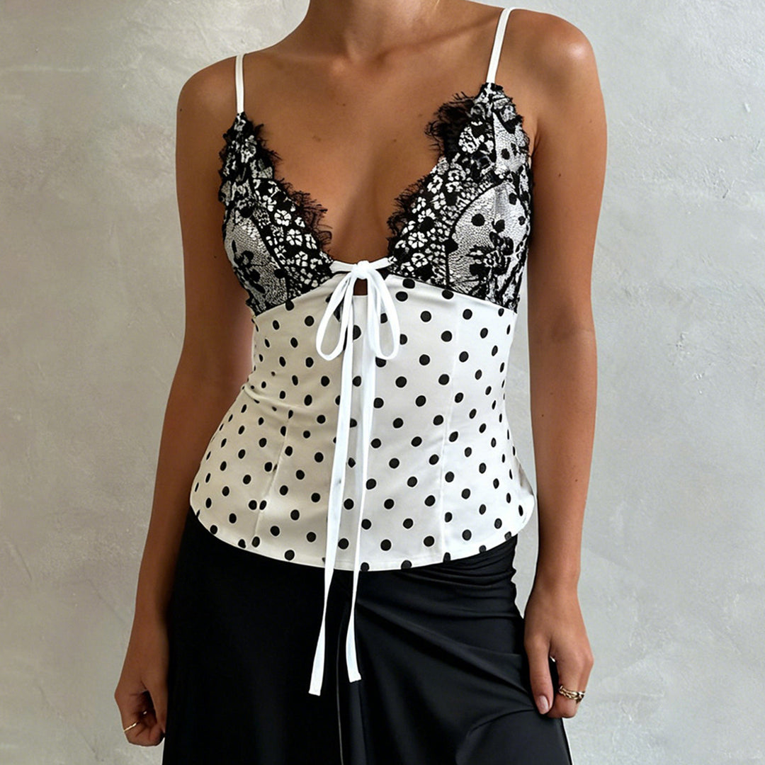 Dame Sexy Spaghetti-top med prikket design Skjora