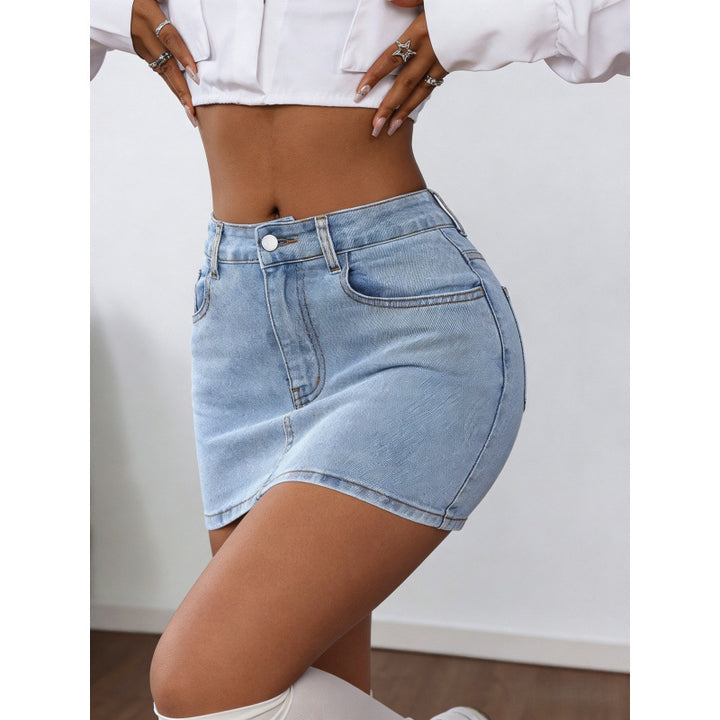 Dame denim miniskjørt med elegante snøring detaljer Skjora