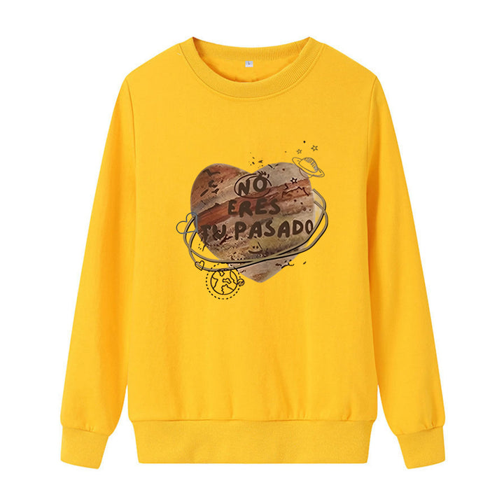 Dame avslappet sweatshirt med kreativt hjerte-motiv Skjora