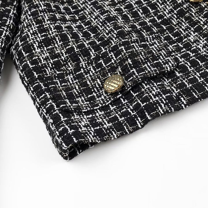 Kvinne Fashion Boucle Jakke med Knapper Skjora