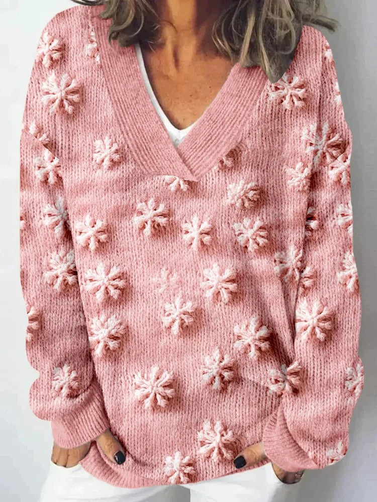 Ladies knitted sweater with detailed landscape pattern Skjora
