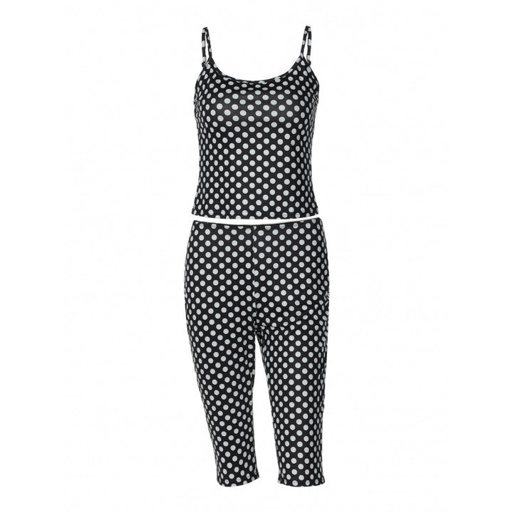Dame moteriktig polka-prikk antrekk sett med crop-top og ankel-lange leggings Skjora