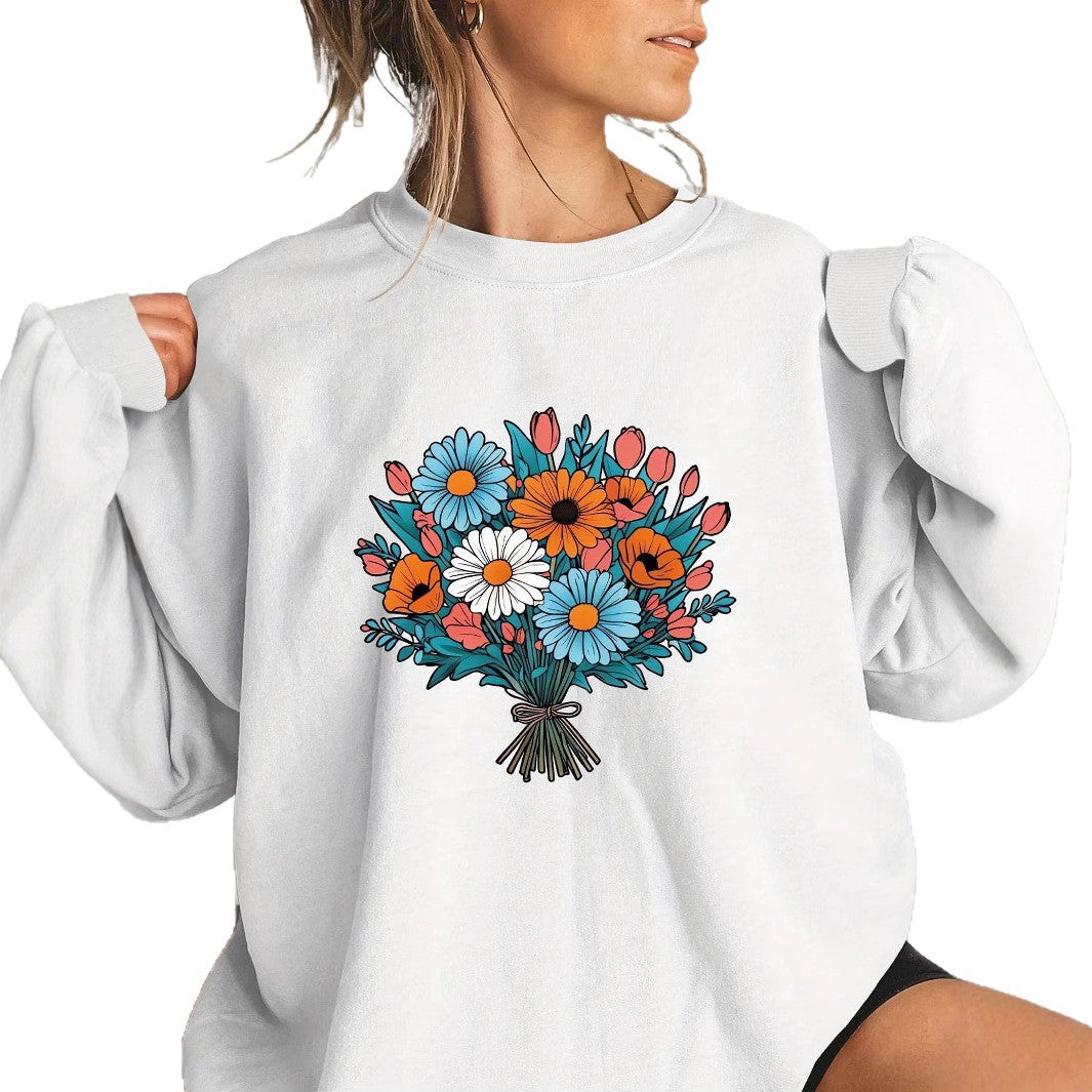 Damer Oversized Sweatshirt med florale grafikkdetaljer Skjora