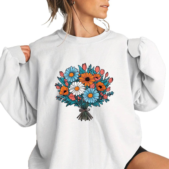 Damer Oversized Sweatshirt med florale grafikkdetaljer Skjora