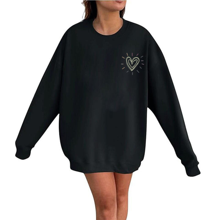 Dame Oversized Sweatshirt med søtt hjerte-motiv og avslappet snitt Skjora
