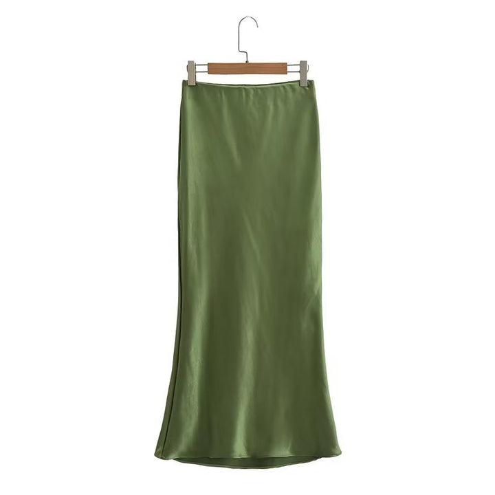 Damer elegant sateng skjørt i minimalistisk stil med myk drapering Skjora