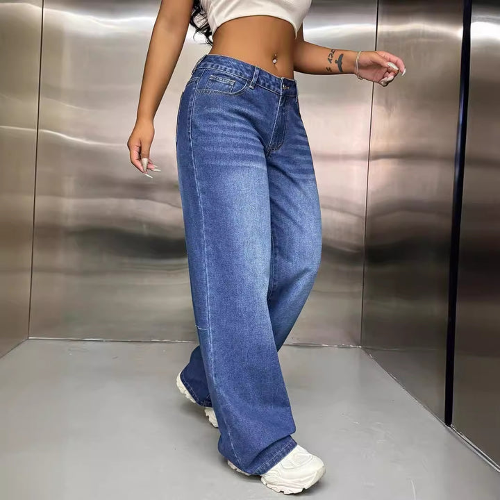 Damer Bred Jeans i Casual Gate Stil Skjora