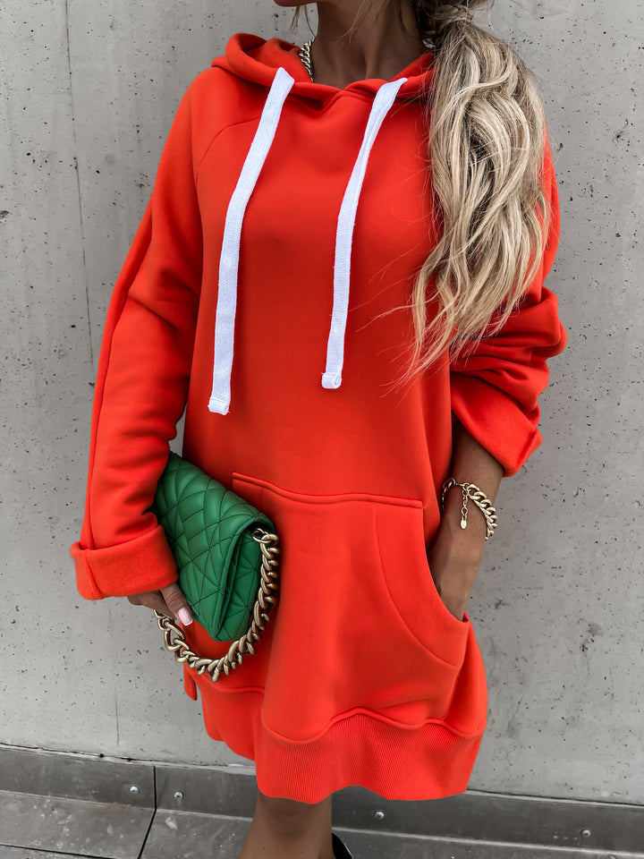 Kvinne hoodie kjole med hette og sidespalter Skjora