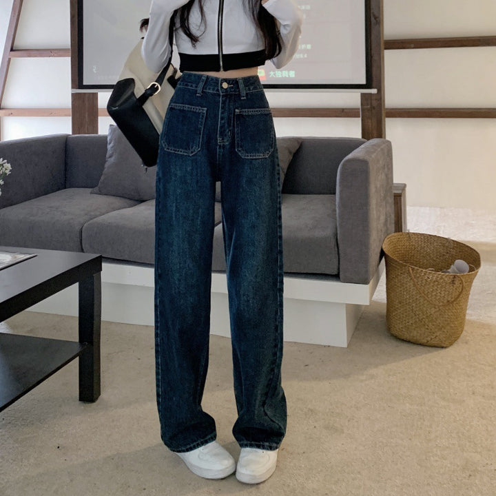 Kvinners Løse Høyt Liv Jeans Skjora